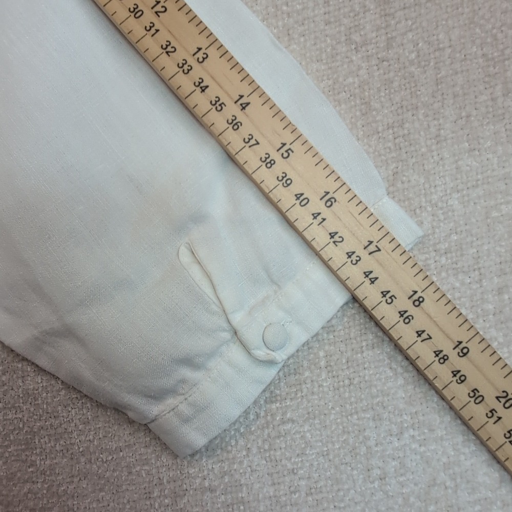Soft Surroundings White 100% Linen Pintuck Tunic Top Wmns PM Office Cottagecore - Picture 10 of 11